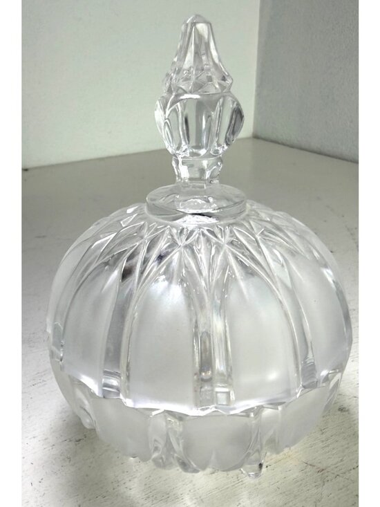 Other - Vintage Frosted & Clear Glass Covered Candy Dish Ornate Lid Pedestal Base